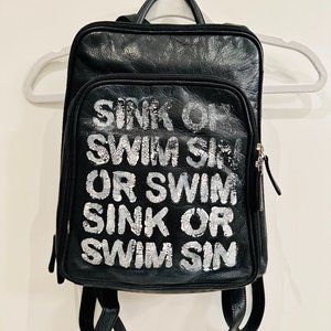 Custom Painted "Sink or Swim" Black backpack